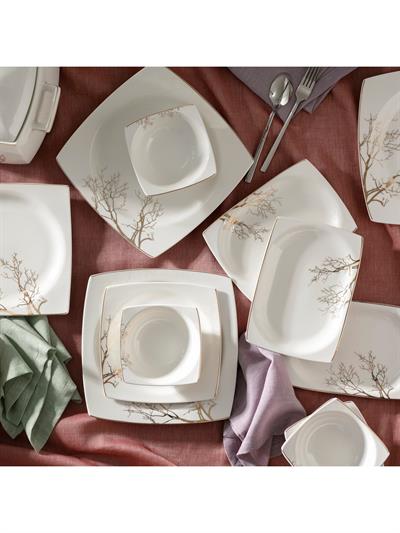 Karaca Square Bone Autumn 60 Parça 12 Kişilik Yemek Takımı Gold