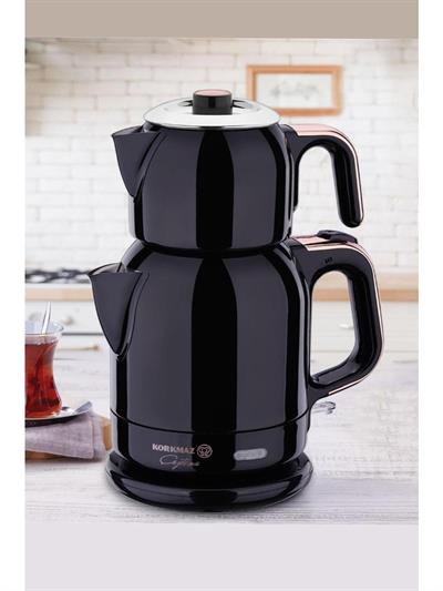 Korkmaz Çaytema Deluxe Elekt. Çaydanlık SiyahRosegold 1.7 lt