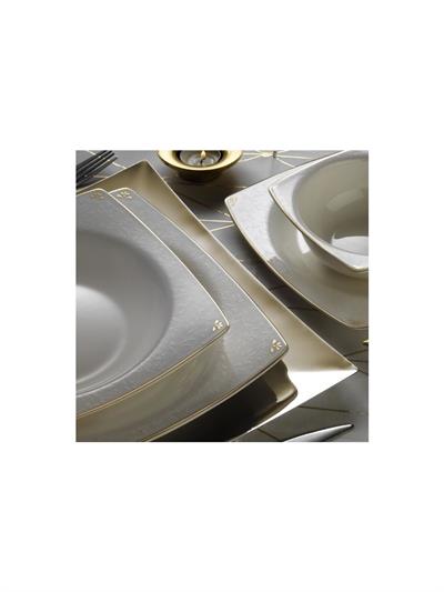 Kütahya Porselen Bone Mare 62 Parça Yemek Takımı Altın