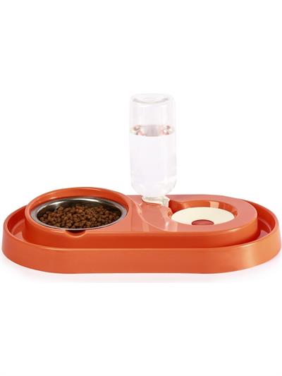 Miapet Hazneli Çelik Taslı Kedi-Köpek Mama ve Su Kabı Seti 500 ml