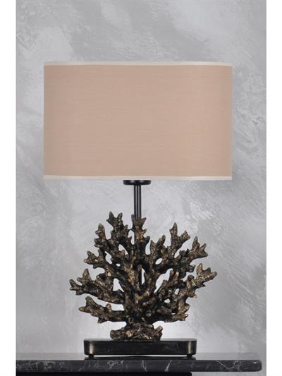 Modern Dizayn Mercan Abajur Gold Bej