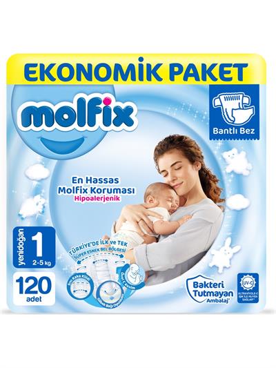 Molfix Bebek Bezi 1 Beden Yenidoğan Ekonomik Paket 120 Adet