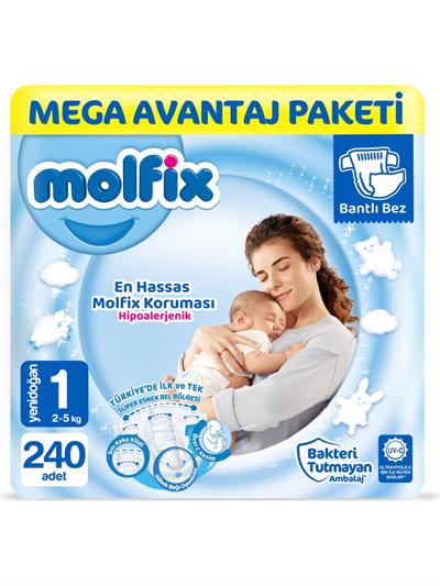 Molfix Bebek Bezi 1 Beden Yenidoğan Mega Avantaj Paketi 240 Adet
