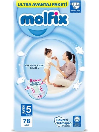 Molfix Bebek Bezi 3D 5 Beden Junior 11-18 Kg 78li Ultra Fırsat Paketi