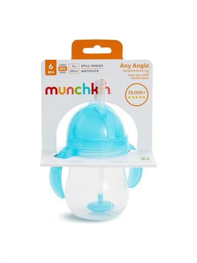 Munchkin Tıklama Kilitli Uçlu Pipetli Alıştırma Bardağı, 6AY+, 207ML, Mavi