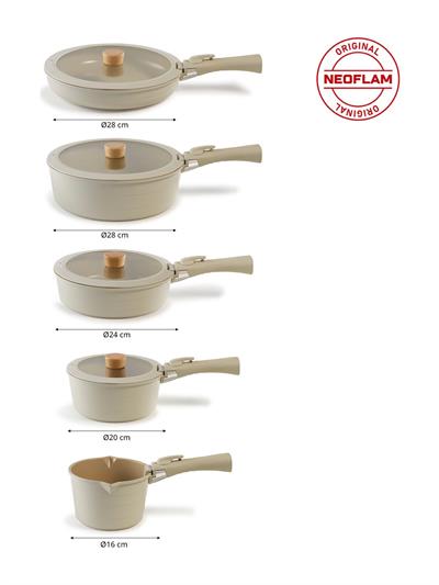 Neoflam Midas Bej 11 Parça Ayrılabilen Saplı Iç Içe Geçebilen Indüksiyonlu Tencere Tava Seti