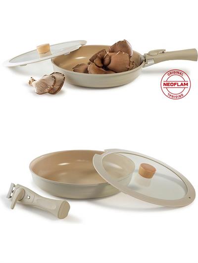 Neoflam Midas Bej 11 Parça Ayrılabilen Saplı Iç Içe Geçebilen Indüksiyonlu Tencere Tava Seti
