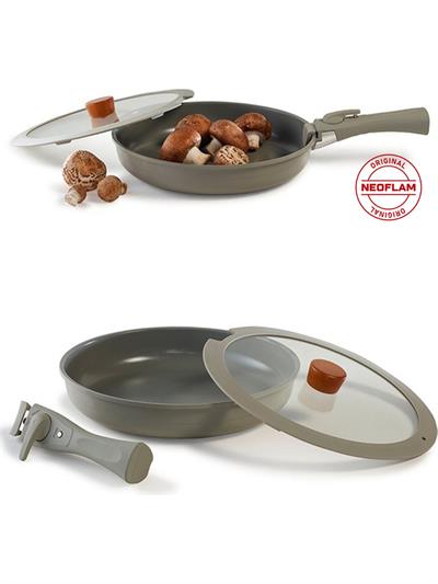 Neoflam Midas Gri 11 Parça Ayrılabilen Saplı Iç Içe Geçebilen Indüksiyonlu Tencere Tava Seti