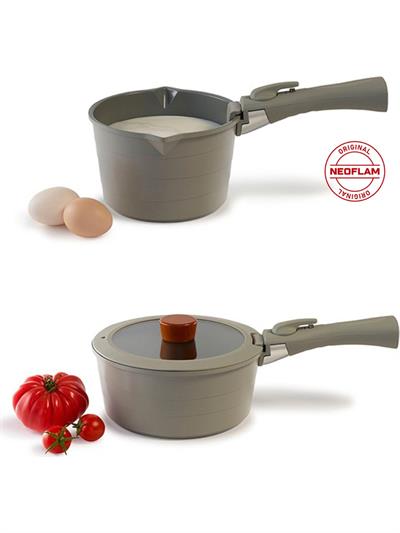 Neoflam Midas Gri 11 Parça Ayrılabilen Saplı Iç Içe Geçebilen Indüksiyonlu Tencere Tava Seti