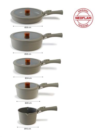 Neoflam Midas Gri 11 Parça Ayrılabilen Saplı Iç Içe Geçebilen Indüksiyonlu Tencere Tava Seti