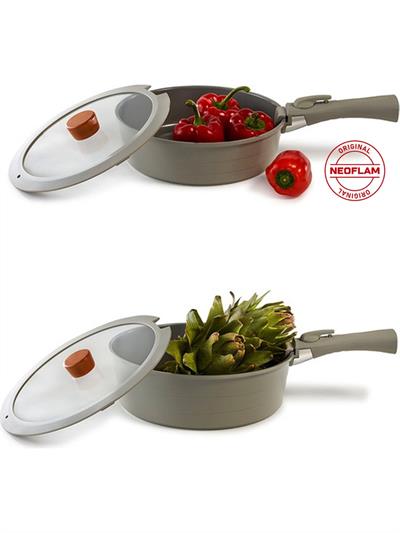 Neoflam Midas Gri 11 Parça Ayrılabilen Saplı Iç Içe Geçebilen Indüksiyonlu Tencere Tava Seti