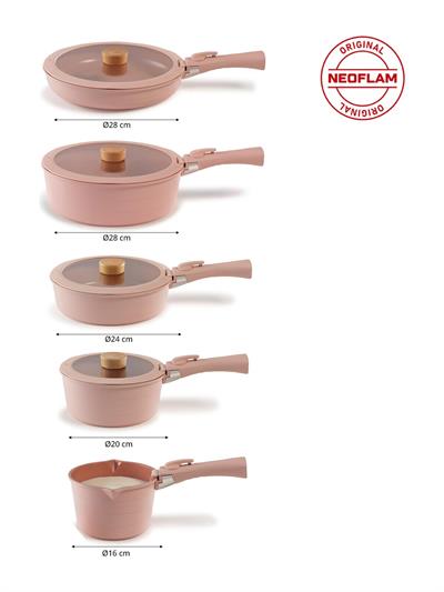 Neoflam Midas Pembe 11 Parça Ayrılabilen Saplı Iç Içe Geçebilen Indüksiyonlu Tencere Tava Seti