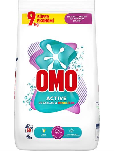 Omo Active Beyazlar ve Renkliler Toz Deterjanı 9 KG