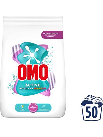 Omo Active Beyazlar ve Renkliler Toz Deterjanı 7.5 KG
