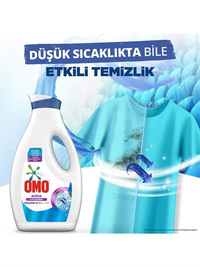 Omo Sıvı Active Cold Power Beyazlar ve Renkliler İçin Çamaşır Deterjanı 1690 ml