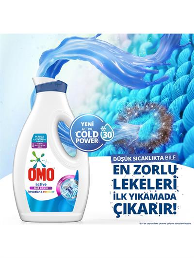 Omo Sıvı Active Cold Power Beyazlar ve Renkliler İçin Çamaşır Deterjanı 1690 ml