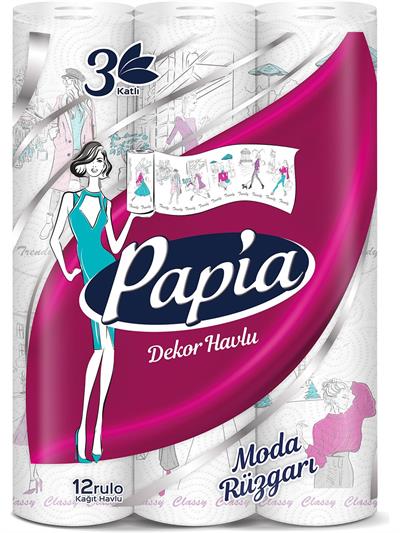 Papia Dekor Kağıt Havlu 12 Rulo