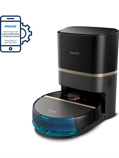 Philips XU7100/01 HomeRun 7000 Serisi Aqua Çöp İstasyonlu Akıllı Robot Süpürge Siyah Gold