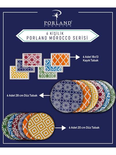 Porland Morocco 18 Parça 6 Kişilik İkram ve Kahvaltı Takımı