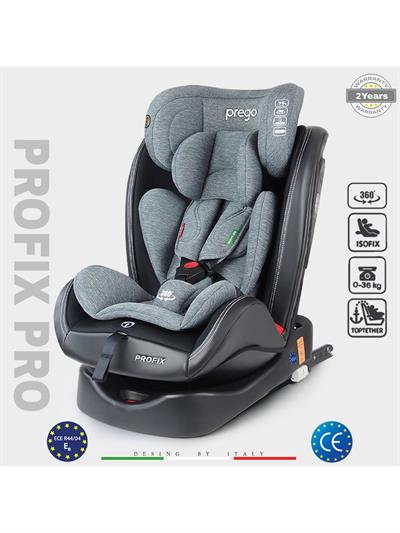 Prego Profix 0-36 kg 360 ° Dönebilen İsofix li Oto Koltuğu Gri