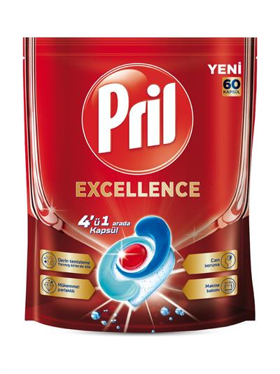 Pril Excellence 4 ü 1 Arada Bulaşık Makinesi Deterjanı 60 Kapsül