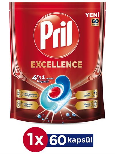 Pril Excellence 4 ü 1 Arada Bulaşık Makinesi Deterjanı 60 Kapsül