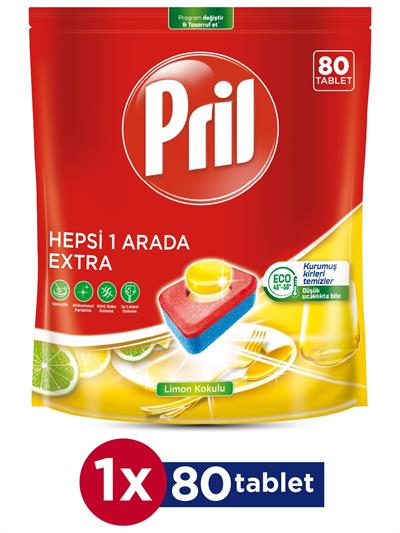 Pril Hepsi 1 Arada Extra Bulaşık Makinesi Tableti 80 Adet