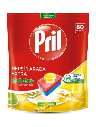 Pril Hepsi 1 Arada Extra Bulaşık Makinesi Tableti 80 Adet