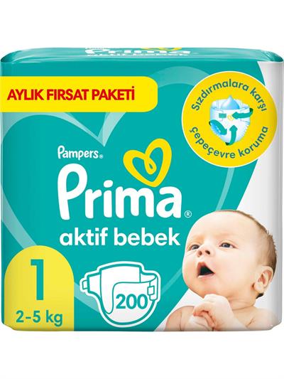 Prima Aktif Bebek, Bebek Bezi 1 Numara, 200 adet