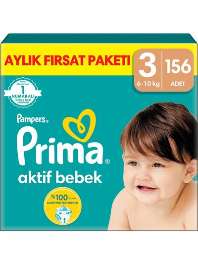 Prima Aktif Bebek, Bebek Bezi 3 Numara, 156 adet