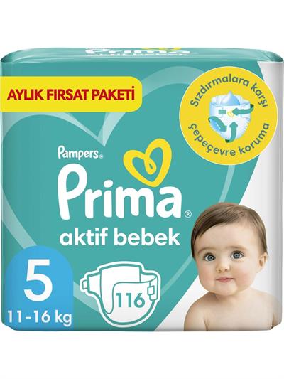 Prima Aktif Bebek, Bebek Bezi 5 Numara, 116 adet