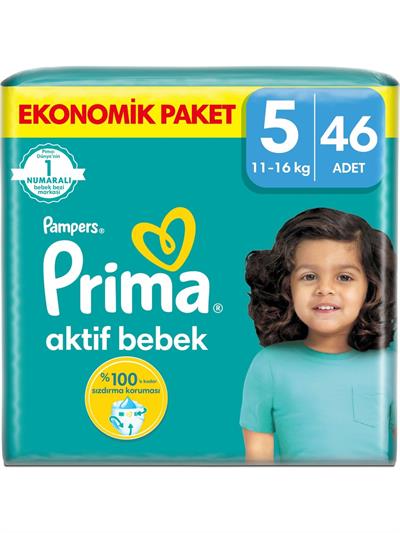 Prima Bebek Bezi Aktif Bebek 5 Beden 46 Adet Junior Fırsat Paketi