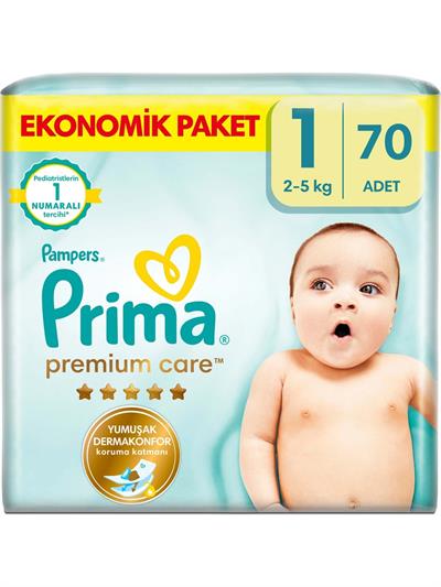 Prima Bebek Bezi Premium Care 1 Numara 70 Adet Yenidoğan Ekonomik Paket