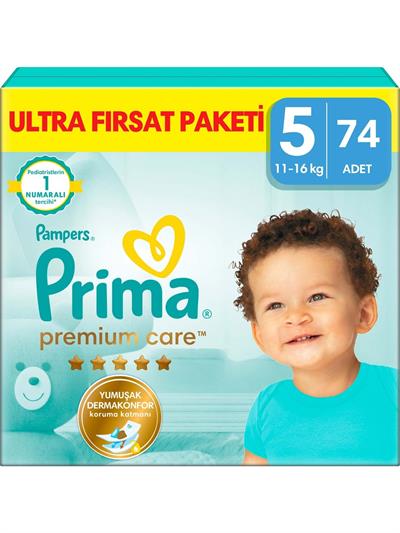 Prima Bebek Bezi Premium Care 5 Numara 74 Adet Ultra Fırsat Paketi