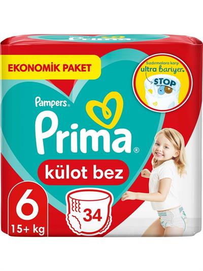 Prima Külot Bebek Bezi 6 Beden 34 Adet Ekstra Large Ekonomik Paket