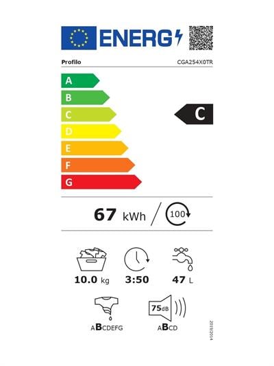 Profilo CGA254X0TR C Enerji Sınıfı 10 kg 1400 Devir Çamaşır Makinesi