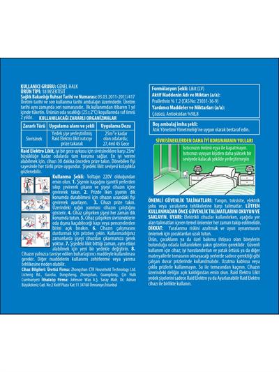 Raid Elekro Likit Cihaz ve 1 Yedek, 45 Gece