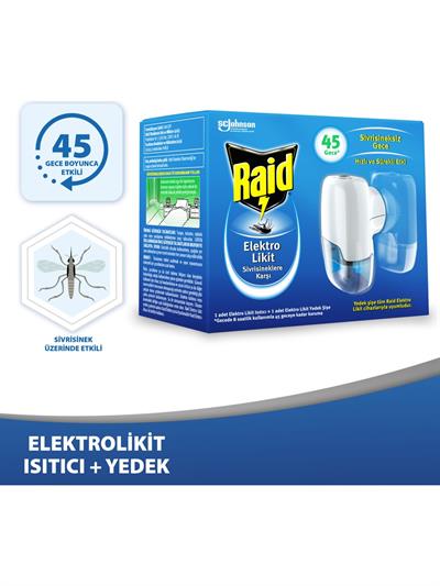 Raid Elekro Likit Cihaz ve 1 Yedek, 45 Gece
