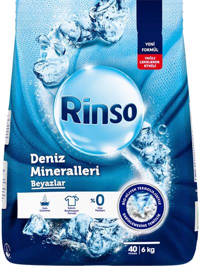 Rinso Toz Çamaşır Deterjanı Deniz Mineralleri Beyazlar İçin Derinlemesine Temizlik 6 KG