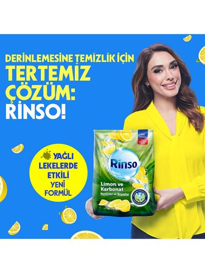 Rinso Toz Çamaşır Deterjanı Limon ve Karbonat Renkliler ve Beyazlar için Derinlemesine Temizlik 6 KG