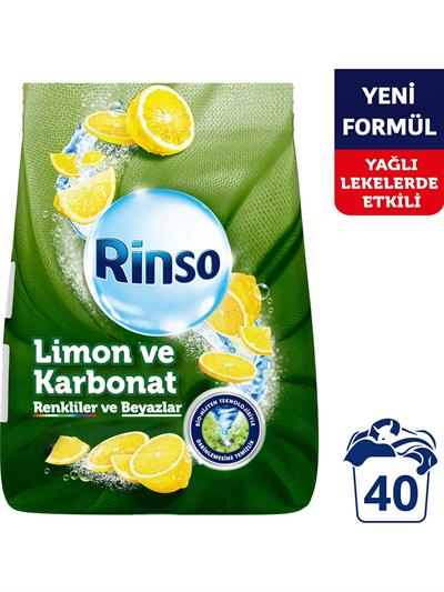 Rinso Toz Çamaşır Deterjanı Limon ve Karbonat Renkliler ve Beyazlar için Derinlemesine Temizlik 6 KG