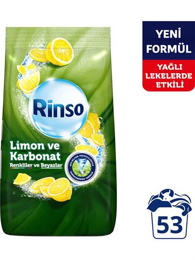 Rinso Toz Çamaşır Deterjanı Limon ve Karbonat Renkliler ve Beyazlar İçin 8 KG