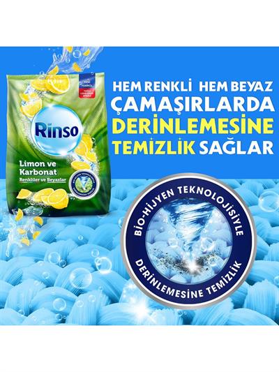 Rinso Toz Çamaşır Deterjanı Limon ve Karbonat Renkliler ve Beyazlar İçin 10 KG