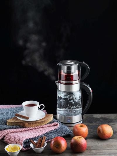 Schafer Gourme max Cam Çay Makinesi Kettle 4 Parça Şeffaf