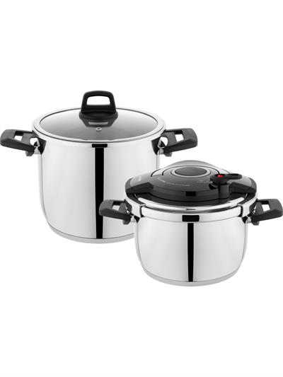 Schafer Optima Düdüklü Tencere Seti 4+6,5 Lt-Siyah/gri