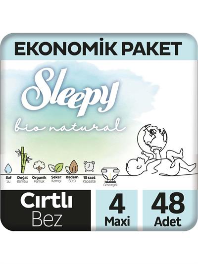 Sleepy Bebek Bezi Bio Natural 4 Numara Maxi 48li Jumbo Paket