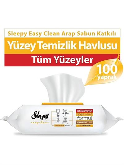 Sleepy Easy Clean Arap Sabunu Katkılı Yüzey Temizlik Havlusu 100 Adet