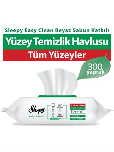 Sleepy Easy Clean Beyaz Sabun Katkılı Yüzey Temizlik Havlusu 3X100