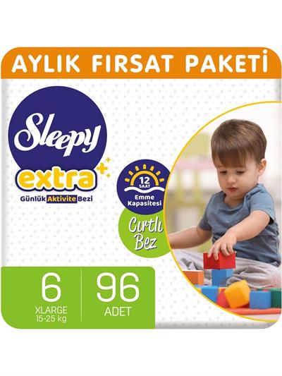 Sleepy Extra Aylık Fırsat Paketi Günlük Aktivite Bezi 6 Numara Xlarge 96lı