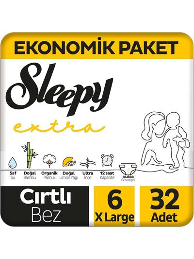 Sleepy Extra Günlük Aktivite Ekonomik Paket Bebek Bezi 6 Numara Xlarge 32li